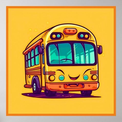 Beautiful Cute School Bus  Poster