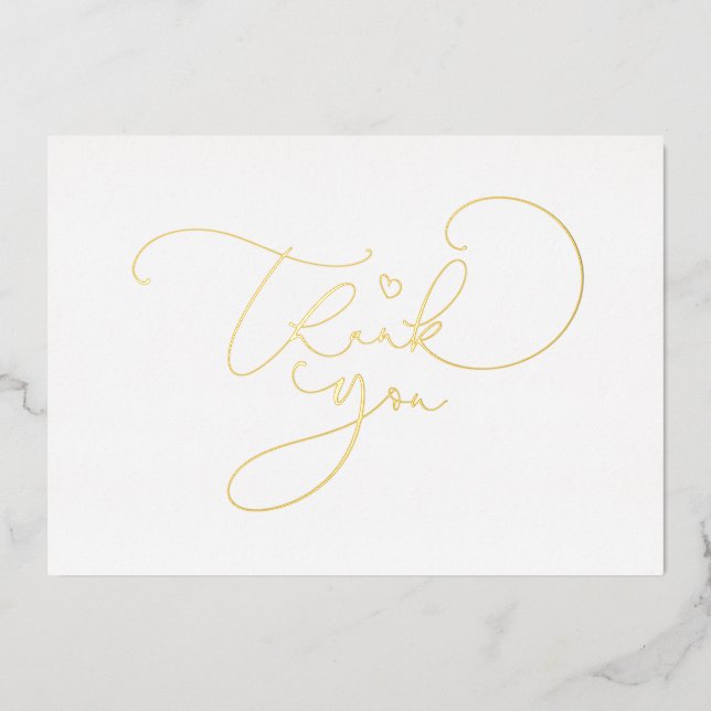 Beautiful Cute Script Calligraphy Thank You Foil Invitation (Front)