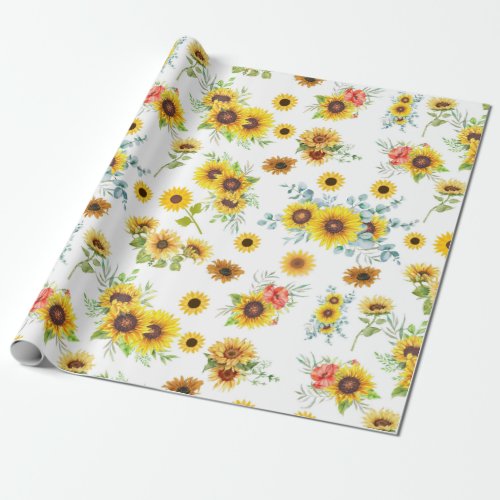 Beautiful Cute Sunflower Wrapping Paper Pattern