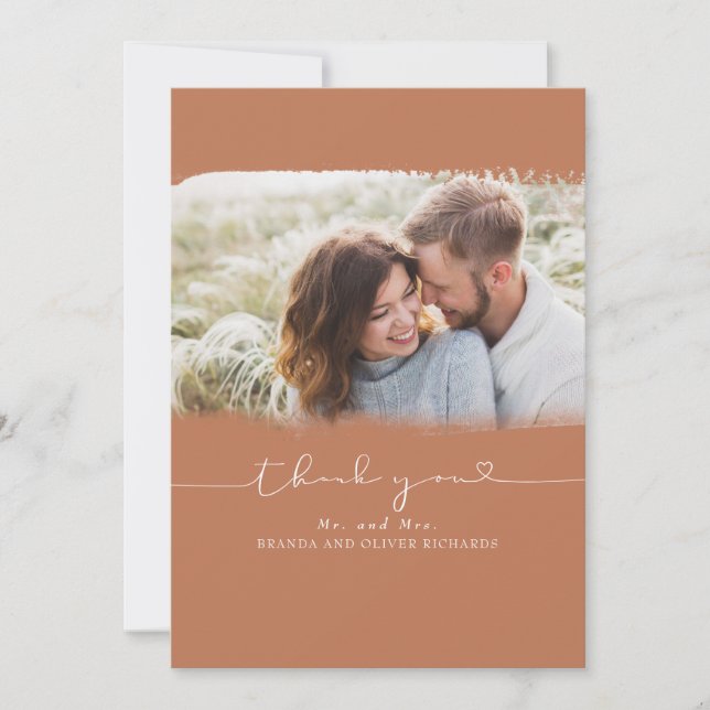 Beautiful Cute Wedding Thank You Photo Card (Front)