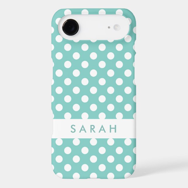 Beautiful Cute White Mint Green Polka Dots Case-Mate iPhone Case (Back)