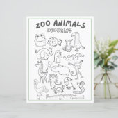 Beautiful Cute Zoo Animals Coloring Double Page (Standing Front)