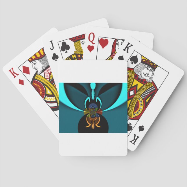 Beautiful Cyan Abstract Art Print Poker Cards (Back)