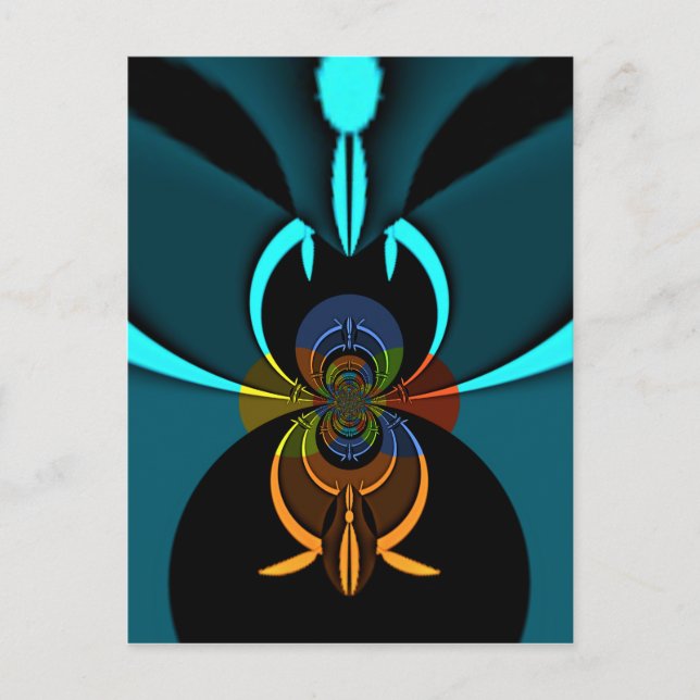Beautiful Cyan Abstract Art Print Postcard (Front)