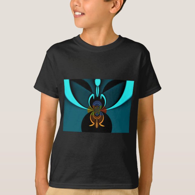Beautiful Cyan Abstract Art Print T-Shirt (Front)
