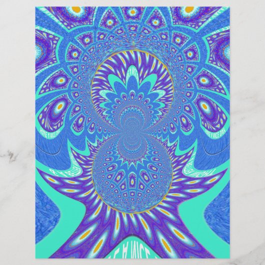 Beautiful cyan blue kaleidoscope vector art design (Front)