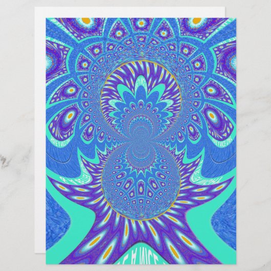 Beautiful cyan blue kaleidoscope vector art design (Front/Back)