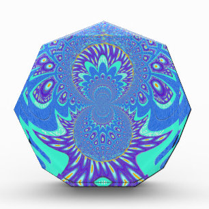 Beautiful cyan blue kaleidoscope vector art design award
