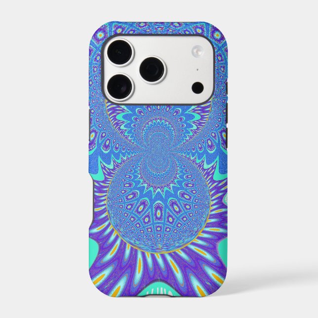 Beautiful cyan blue kaleidoscope vector art design Case-Mate iPhone case (Back)