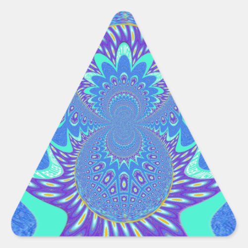 Beautiful cyan blue kaleidoscope vector art design triangle sticker