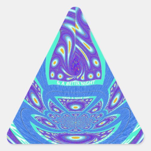 Beautiful cyan blue kaleidoscope vector art design triangle sticker