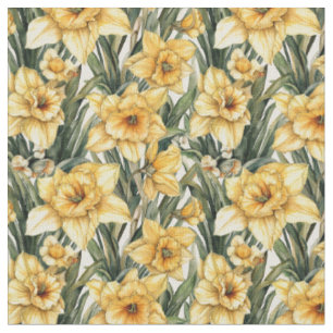 Beautiful Daffodil Yellow Seamless pattern fabric