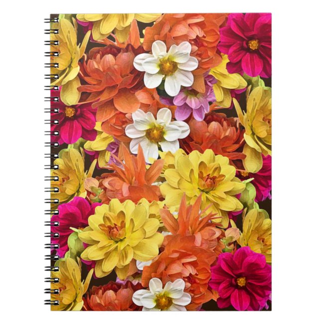 Beautiful Dahlia Flower Pattern Floral Notebook