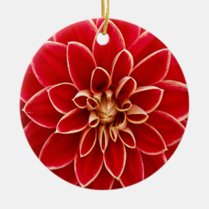 Beautiful Dahlia Flower Petals Design Ceramic Ornament