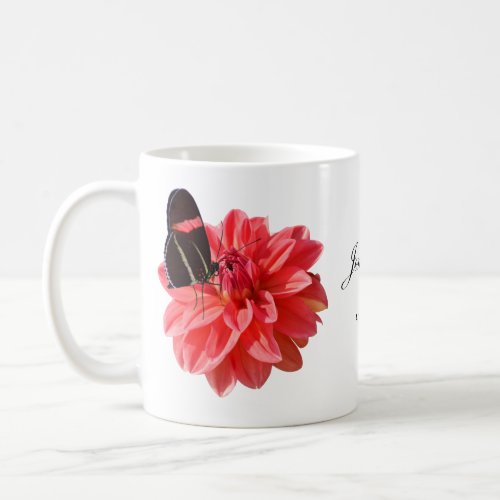 Beautiful Dahlia Mug with Butterfly Coffee Cup Mug