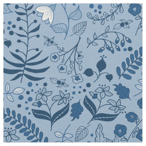 Beautiful Dainty Floral Boho Blues Fabric