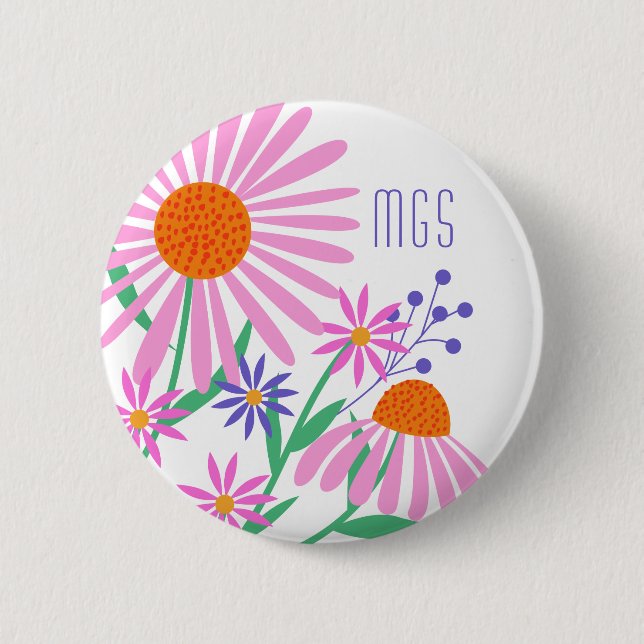 Beautiful Daisies custom monogram buttons (Front)
