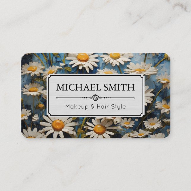 Beautiful Daisies Floral Elegant Modern Business Card (Front)