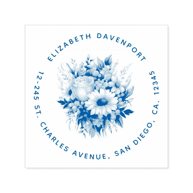 Beautiful Daisies Flower Bouquet Address Self-inking Stamp (Design)
