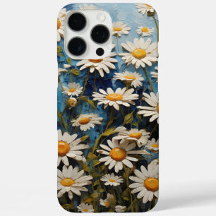 Beautiful daisies on a blue background iPhone 16 pro max case