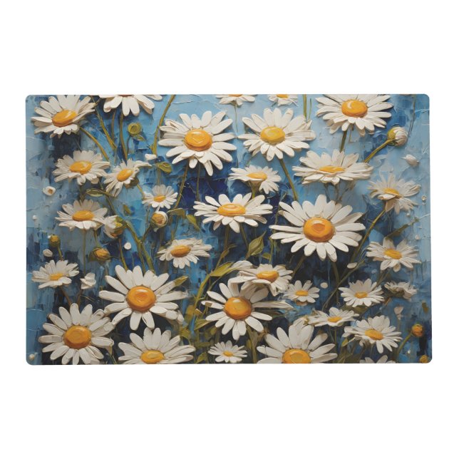 Beautiful daisies on blue background placemat (Front)