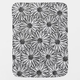 Beautiful Daisy Flower, Halftone Illustration Baby Blanket
