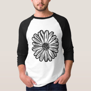 Beautiful Daisy Flower, Halftone Illustration T-Shirt