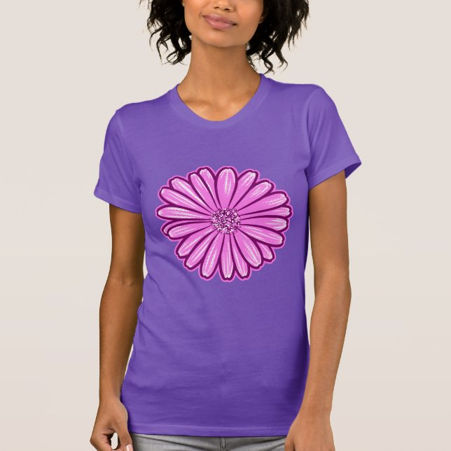 Beautiful Daisy Flower, Halftone Illustration T-Shirt (Front)