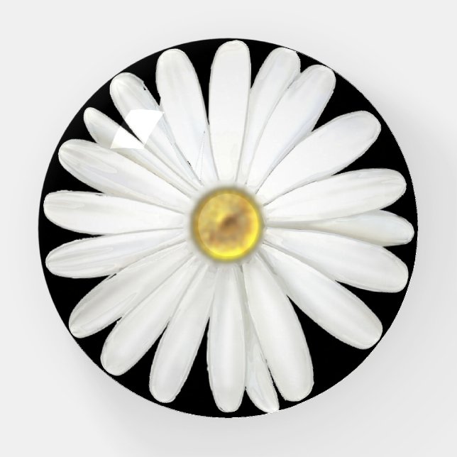 Beautiful Daisy Flower on Black Paperweight (Front)