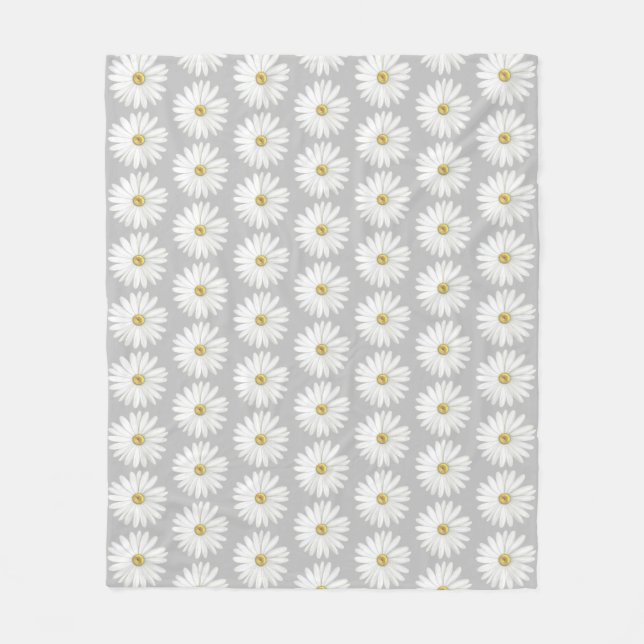 Beautiful Daisy Flower on Light Gray Fleece Blanket (Front)