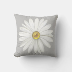 Beautiful Daisy Flower on Light Gray Throw Pillow
