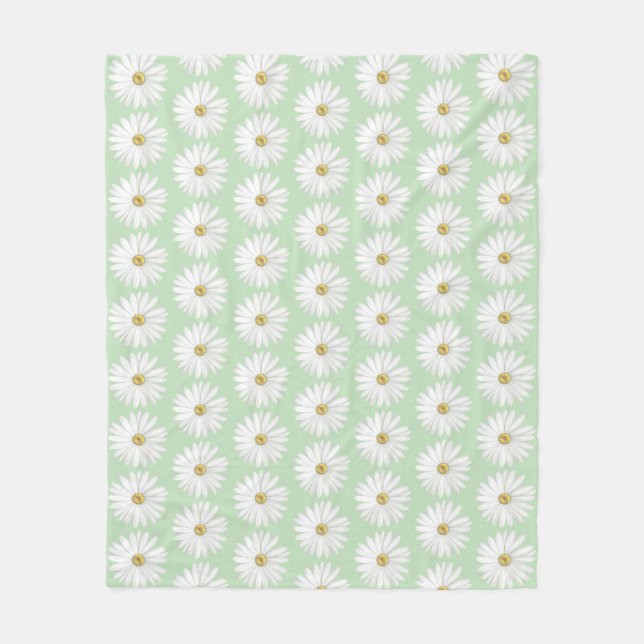 Beautiful Daisy Flower on Light Green Fleece Blanket (Front)