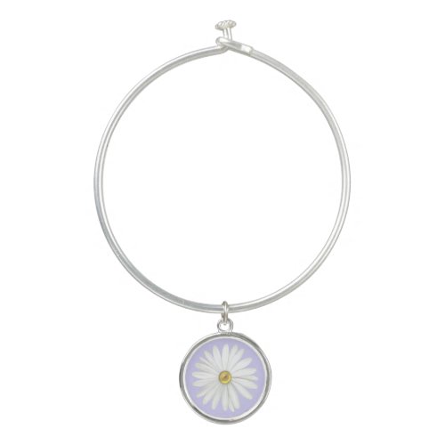 Beautiful Daisy Flower on Light Periwinkle Bangle Bracelet