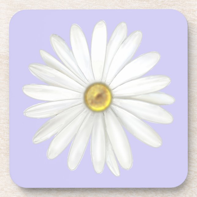 Beautiful Daisy Flower on Light Periwinkle Beverage Coaster (Front)
