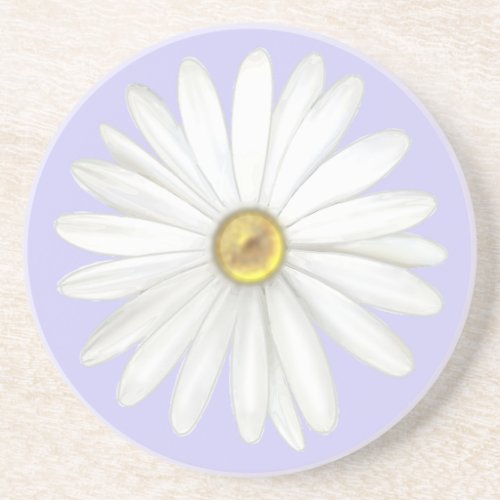 Beautiful Daisy Flower on Light Periwinkle Coaster