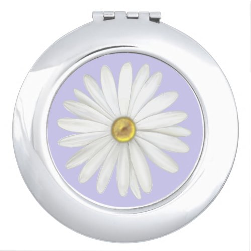 Beautiful Daisy Flower on Light Periwinkle Compact Mirror