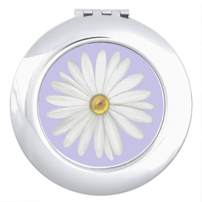 Beautiful Daisy Flower on Light Periwinkle Compact Mirror (Front)