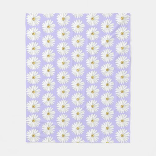 Beautiful Daisy Flower on Light Periwinkle Fleece Blanket