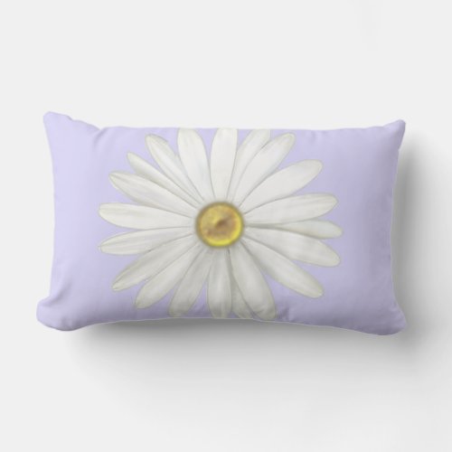 Beautiful Daisy Flower on Light Periwinkle Lumbar Pillow