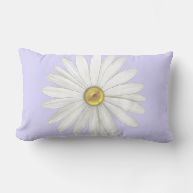 Beautiful Daisy Flower on Light Periwinkle Lumbar Pillow (Front)