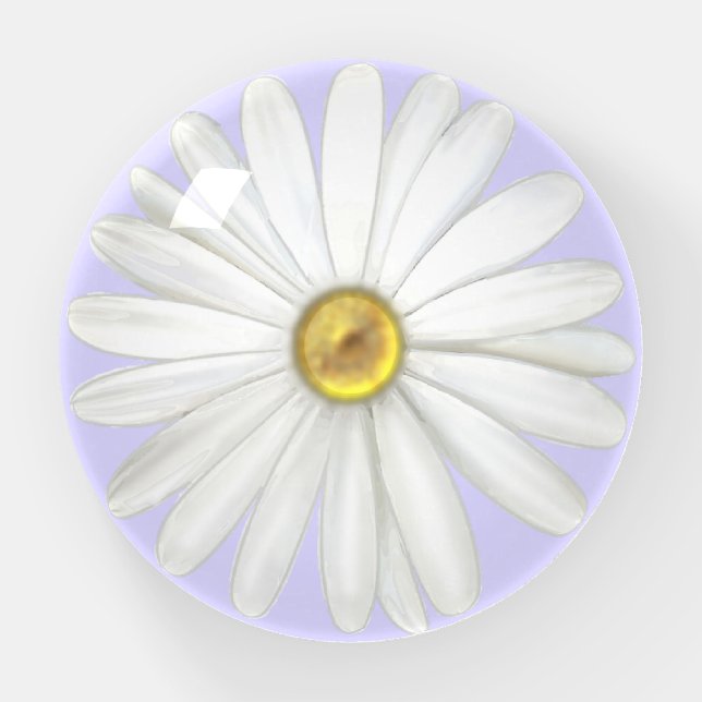 Beautiful Daisy Flower on Light Periwinkle Paperweight (Front)