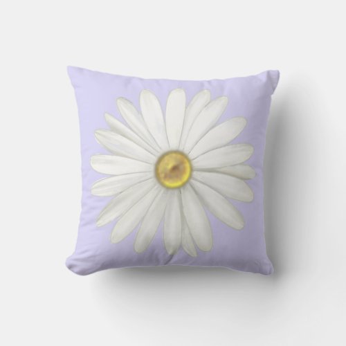 Beautiful Daisy Flower on Light Periwinkle Throw Pillow