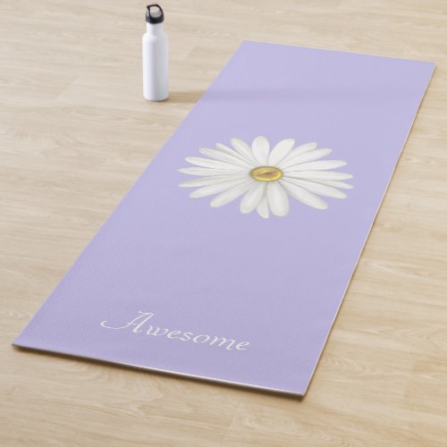 Beautiful Daisy Flower on Light Periwinkle Yoga Mat