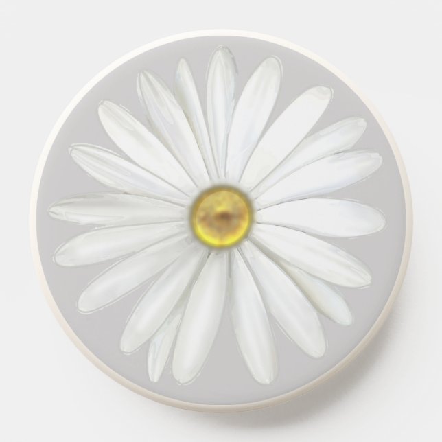 Beautiful Daisy Flower on Light Silver Gray PopSocket (Popsocket)