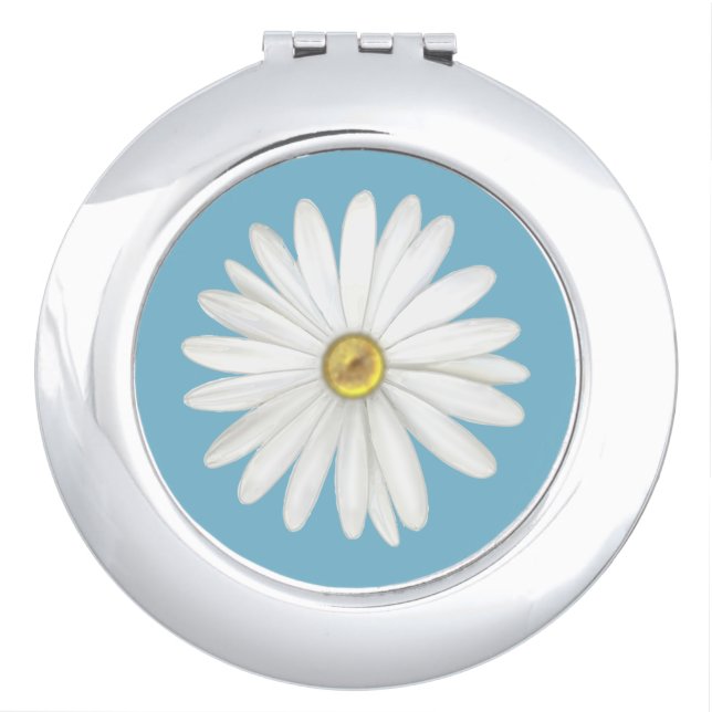 Beautiful Daisy Flower on Teal Turquoise Compact Mirror (Front)