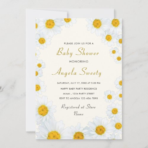 Beautiful Daisy Flowers Baby Shower Invitation