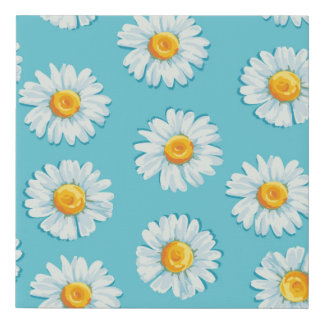 Beautiful daisy flowers seamless pattern faux canvas print