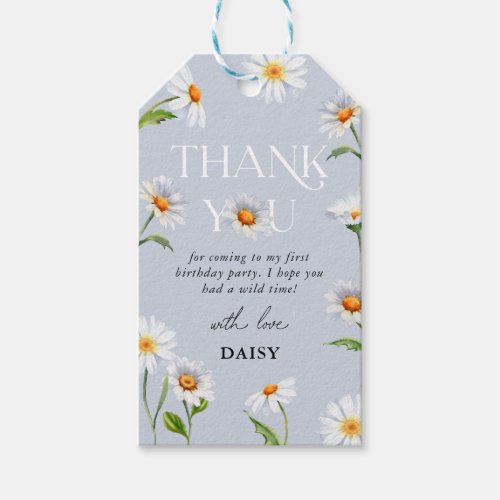 Beautiful Daisy Wild One 1st Birthday Thank You Gift Tags