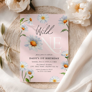Beautiful Daisy Wild One Girl 1st Birthday Invitation