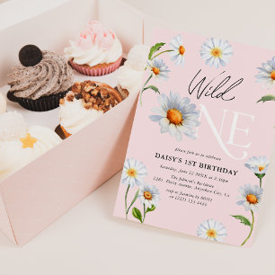 Beautiful Daisy Wild One Girl 1st Birthday Invitation